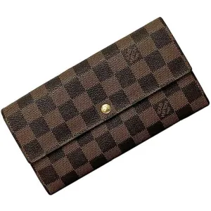 Louis Vuitton Damier Canvas Ebene Damier Canvas Long Wallet (Bi-Fold) (Pre-Owned)