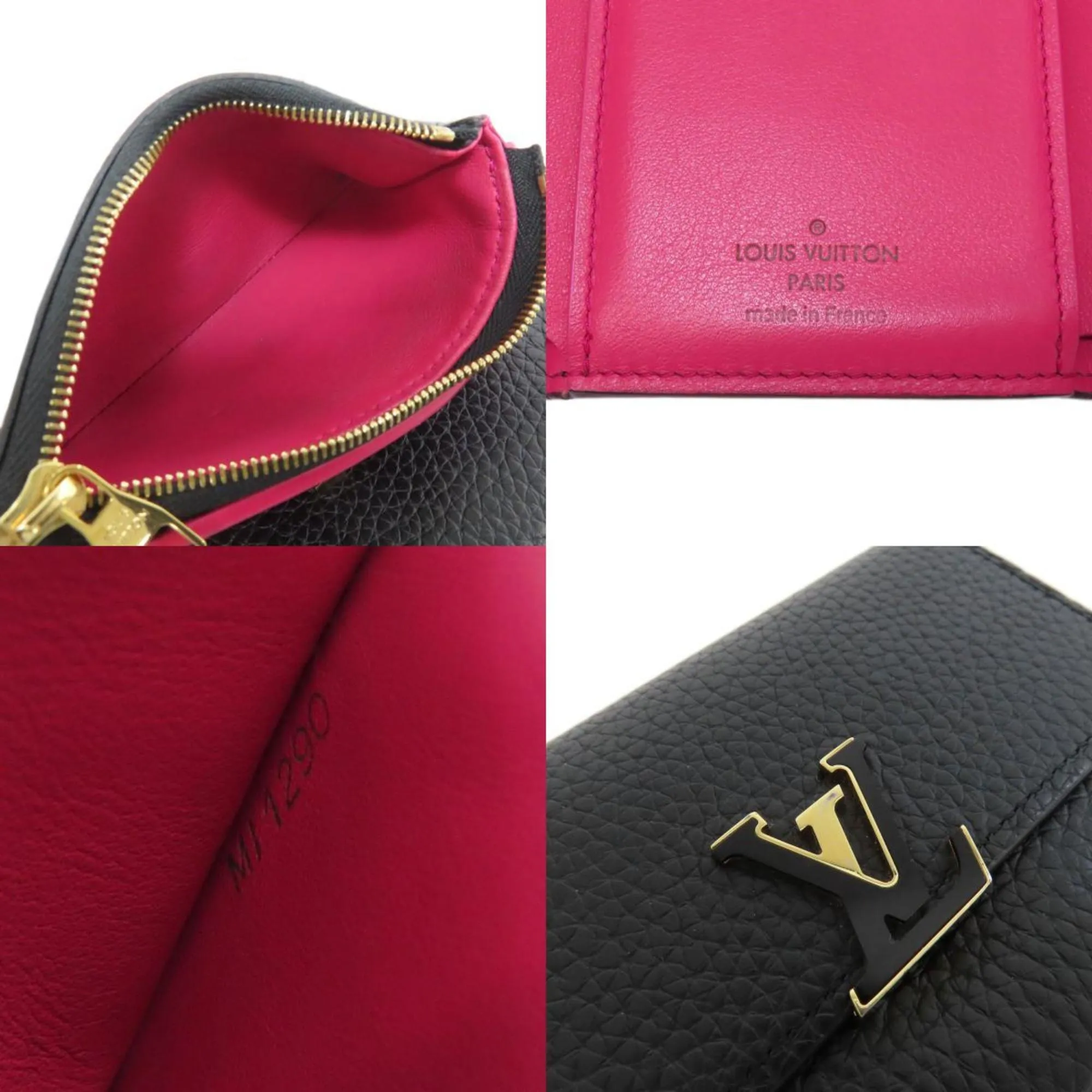 Louis Vuitton Hot pink Noir Leather Wallet (Bi-Fold) (Pre-Owned)