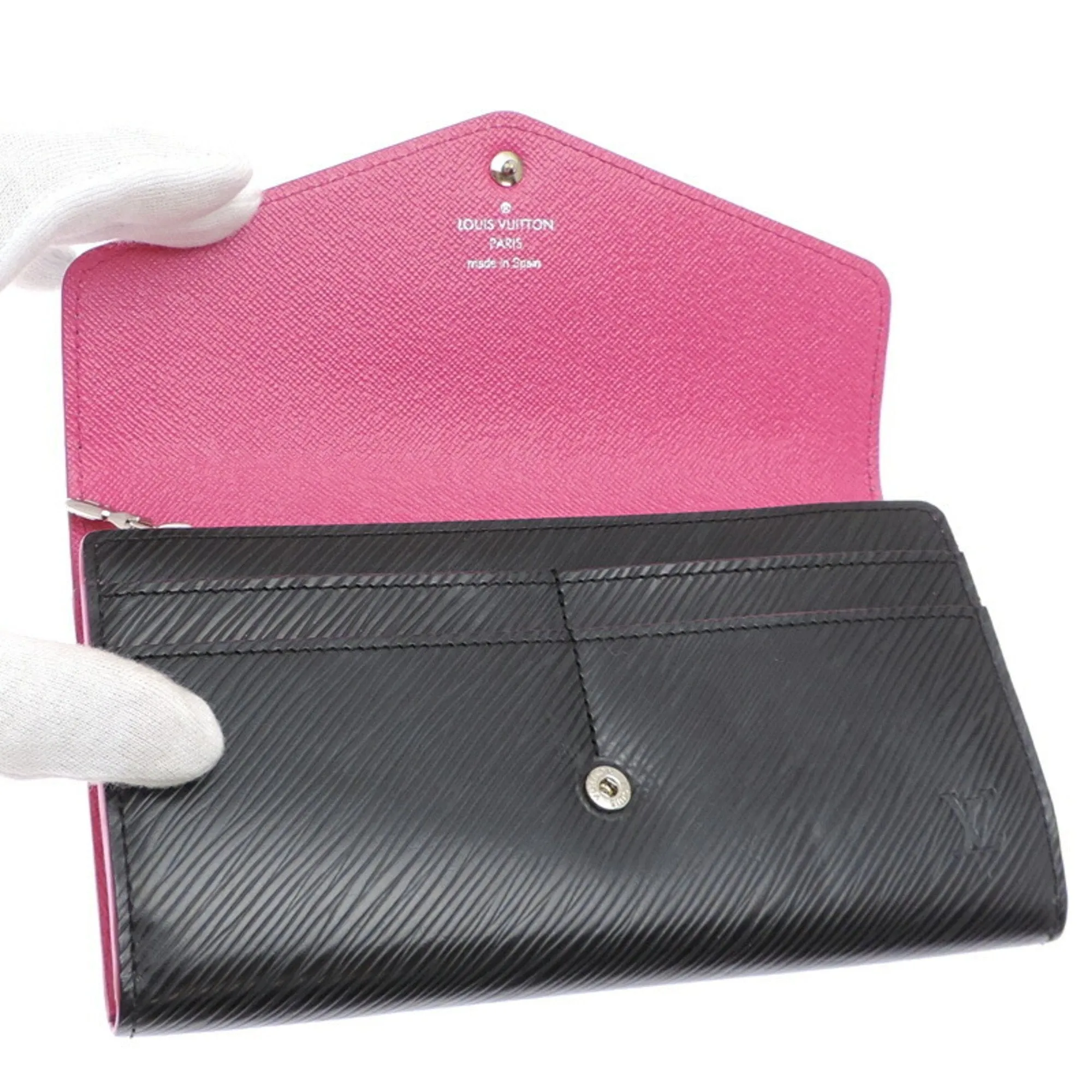 Louis Vuitton Hot pink Noir pink Epi Leather Long Wallet (Bi-Fold) (Pre-Owned)