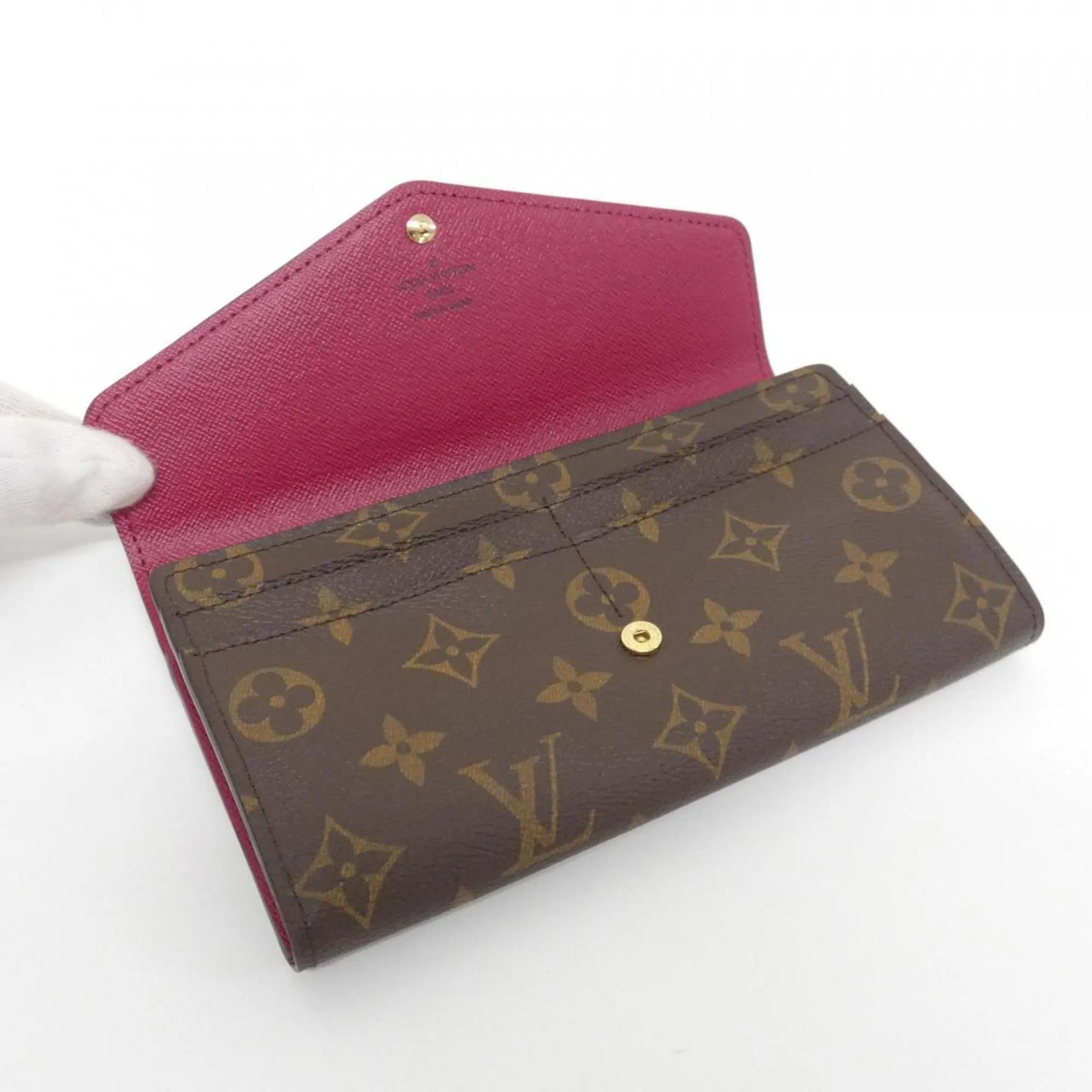 Louis Vuitton Monogram pink Marron Coated Canvas Long Wallet (Bi-Fold) (Pre-Owned)