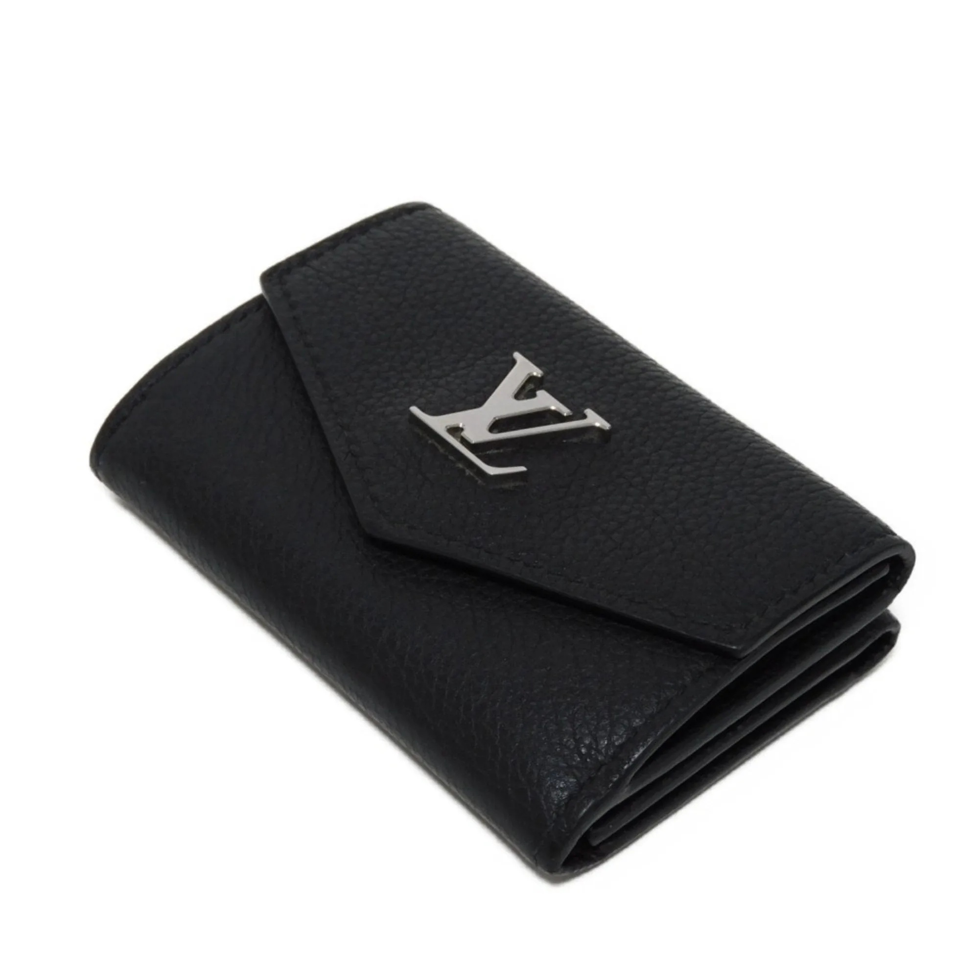 Louis Vuitton Noir Leather Wallet (Tri-Fold) (Pre-Owned)
