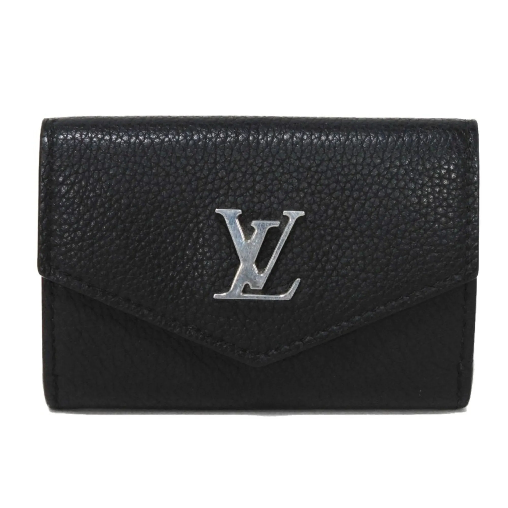 Louis Vuitton Noir Leather Wallet (Tri-Fold) (Pre-Owned)