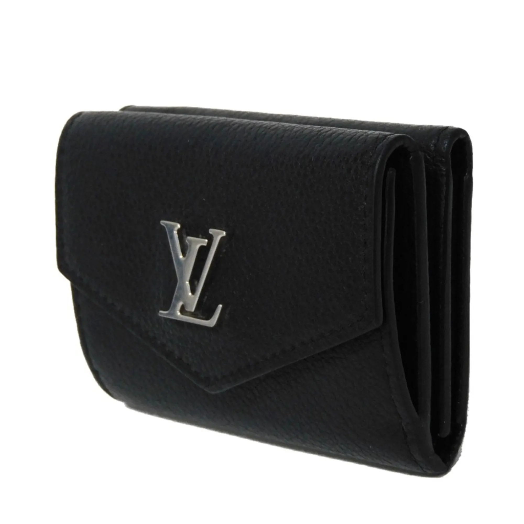 Louis Vuitton Noir Leather Wallet (Tri-Fold) (Pre-Owned)