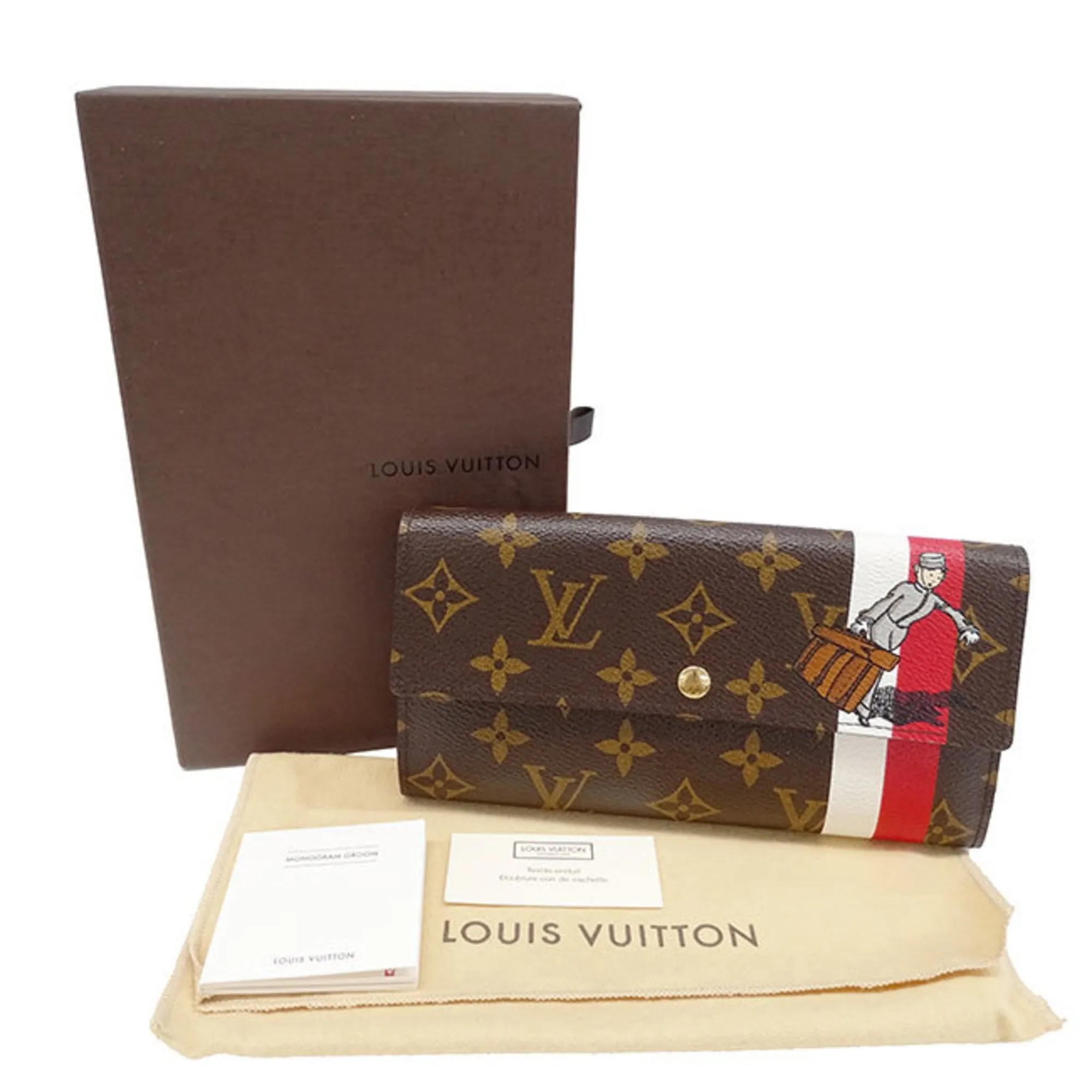 Louis Vuitton Rouge Monogram Groom Long Wallet (Bi-Fold) (Pre-Owned)
