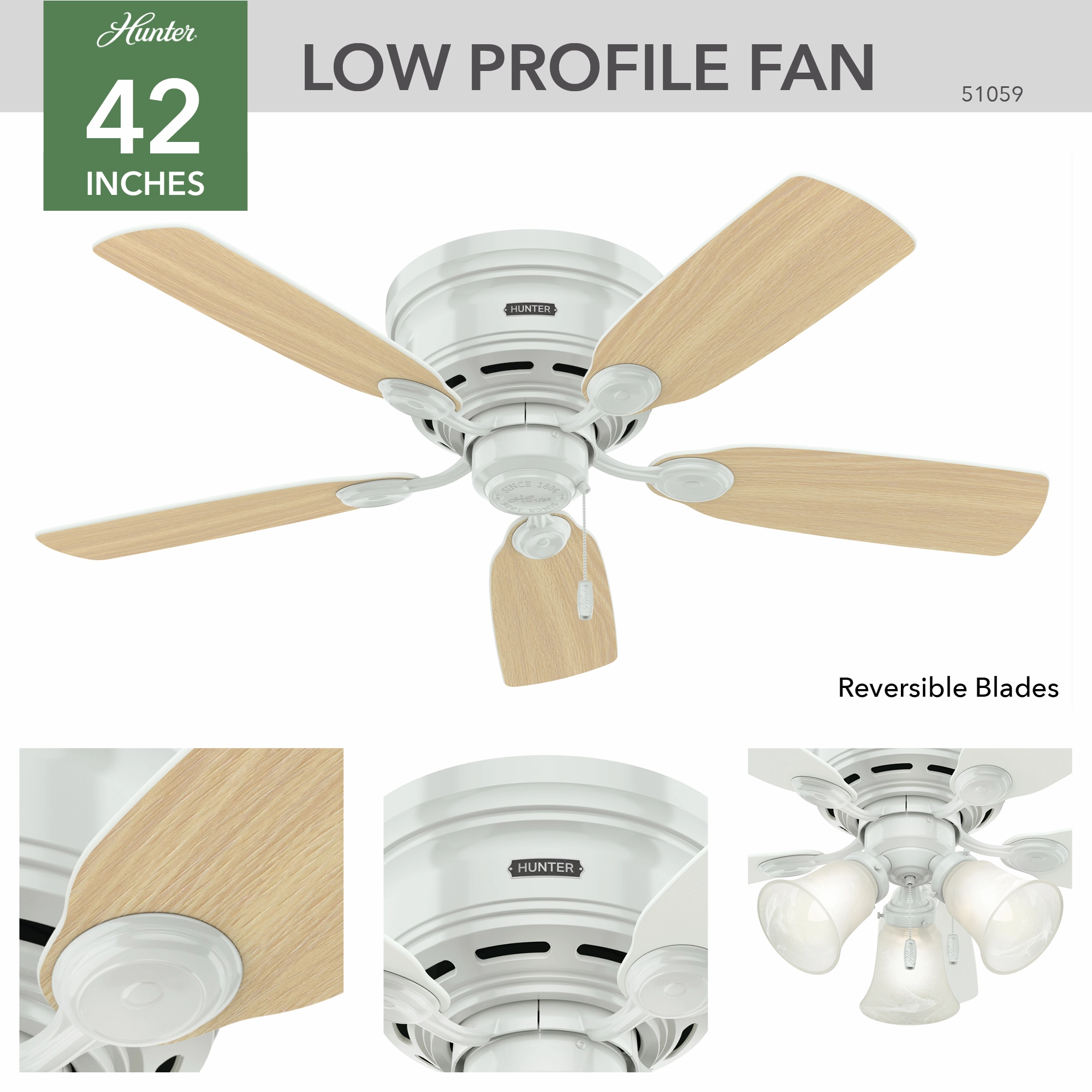 Low Profile 42"Ceiling Fan White Small Fans for less