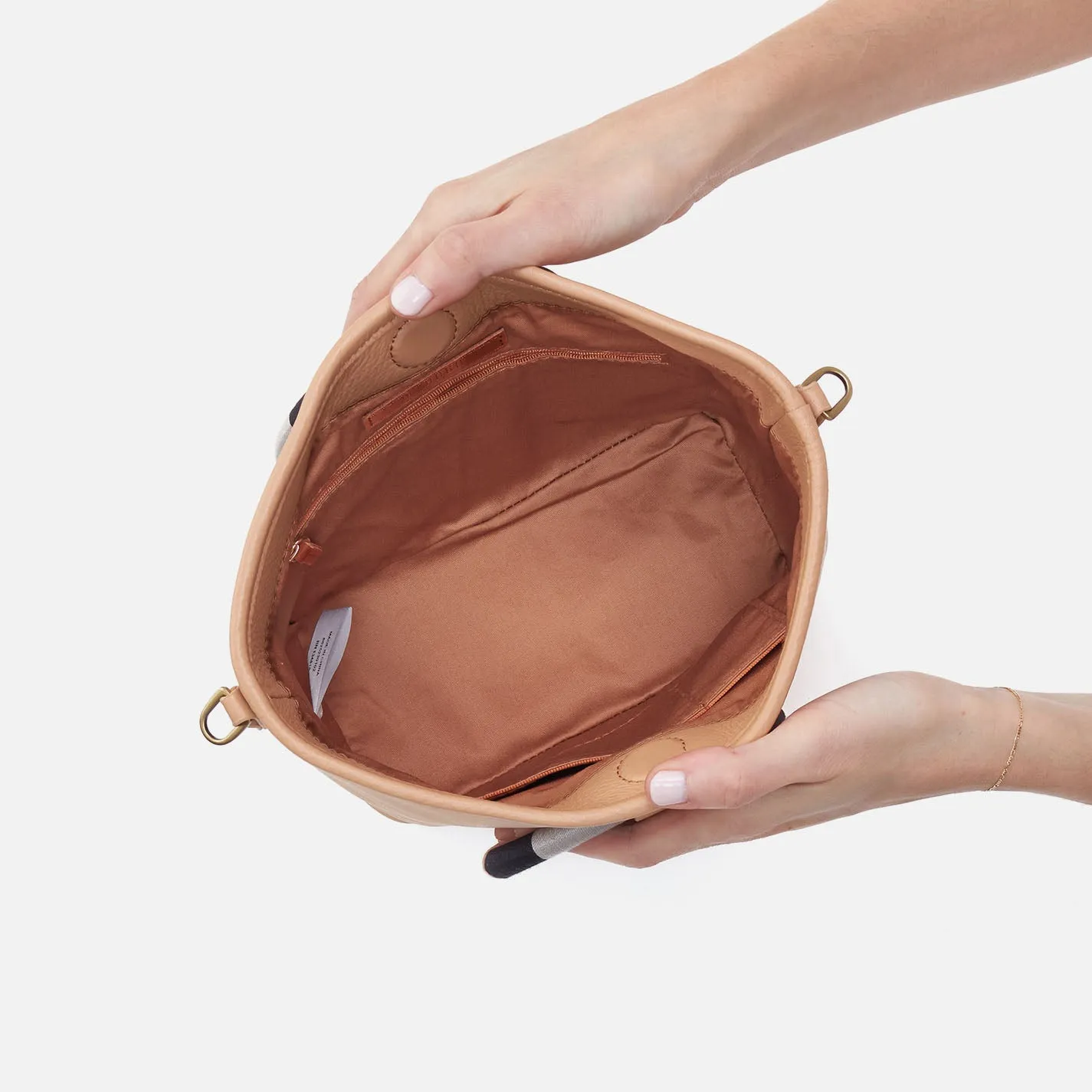 Luna Small Tote In Pebbled Leather - Porcini