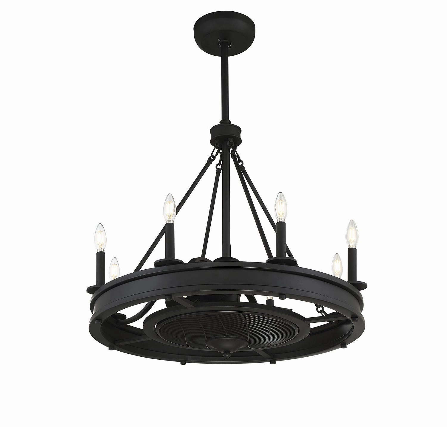 Lyon Eight Light Fan D'lier Matte Black Fandeliers at discount prices
