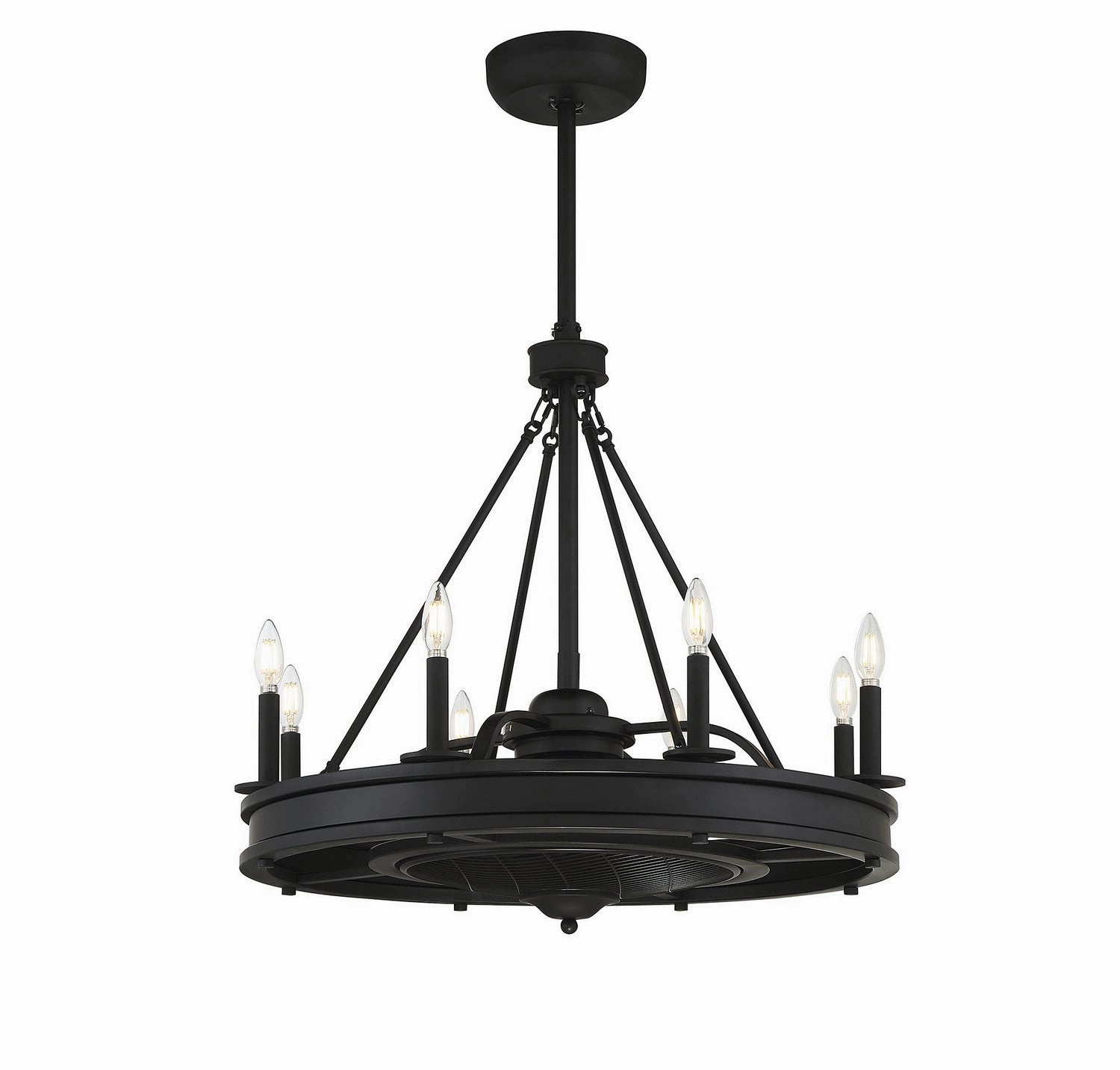 Lyon Eight Light Fan D'lier Matte Black Fandeliers at discount prices