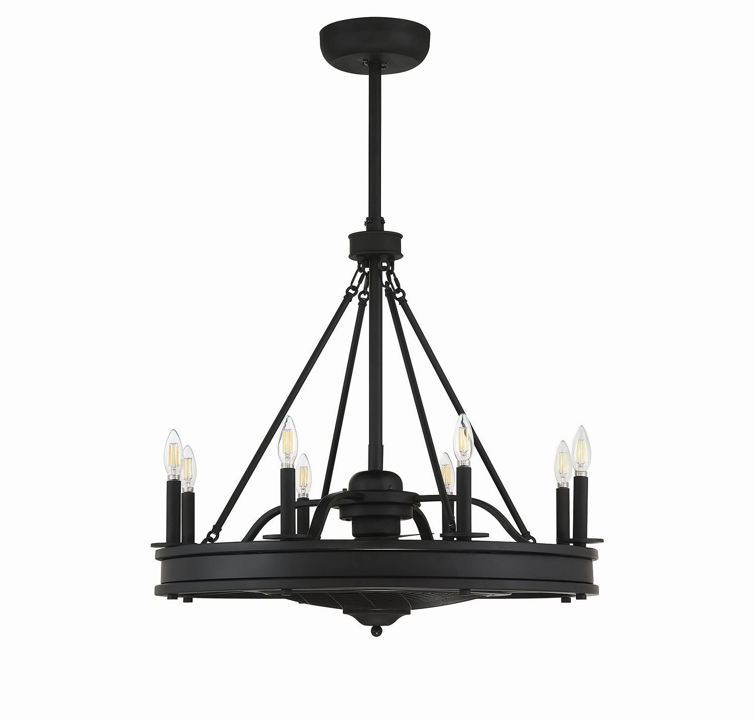 Lyon Eight Light Fan D'lier Matte Black Fandeliers at discount prices