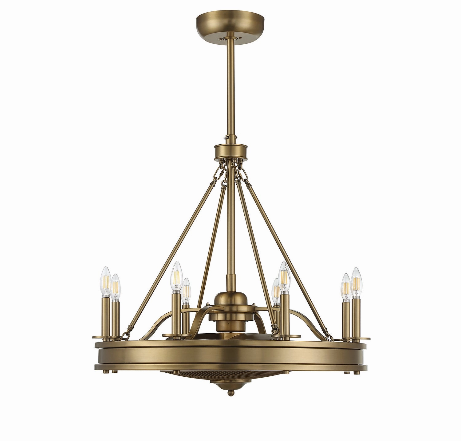 Lyon Eight Light Fan D'lier Warm Brass Fandeliers at discount prices