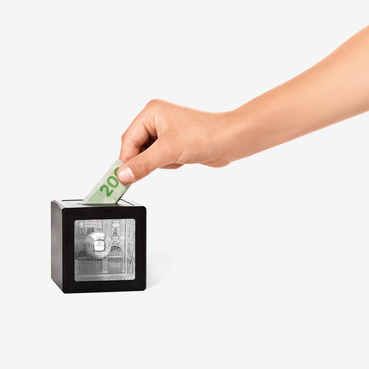 Magic money box with optical illusion