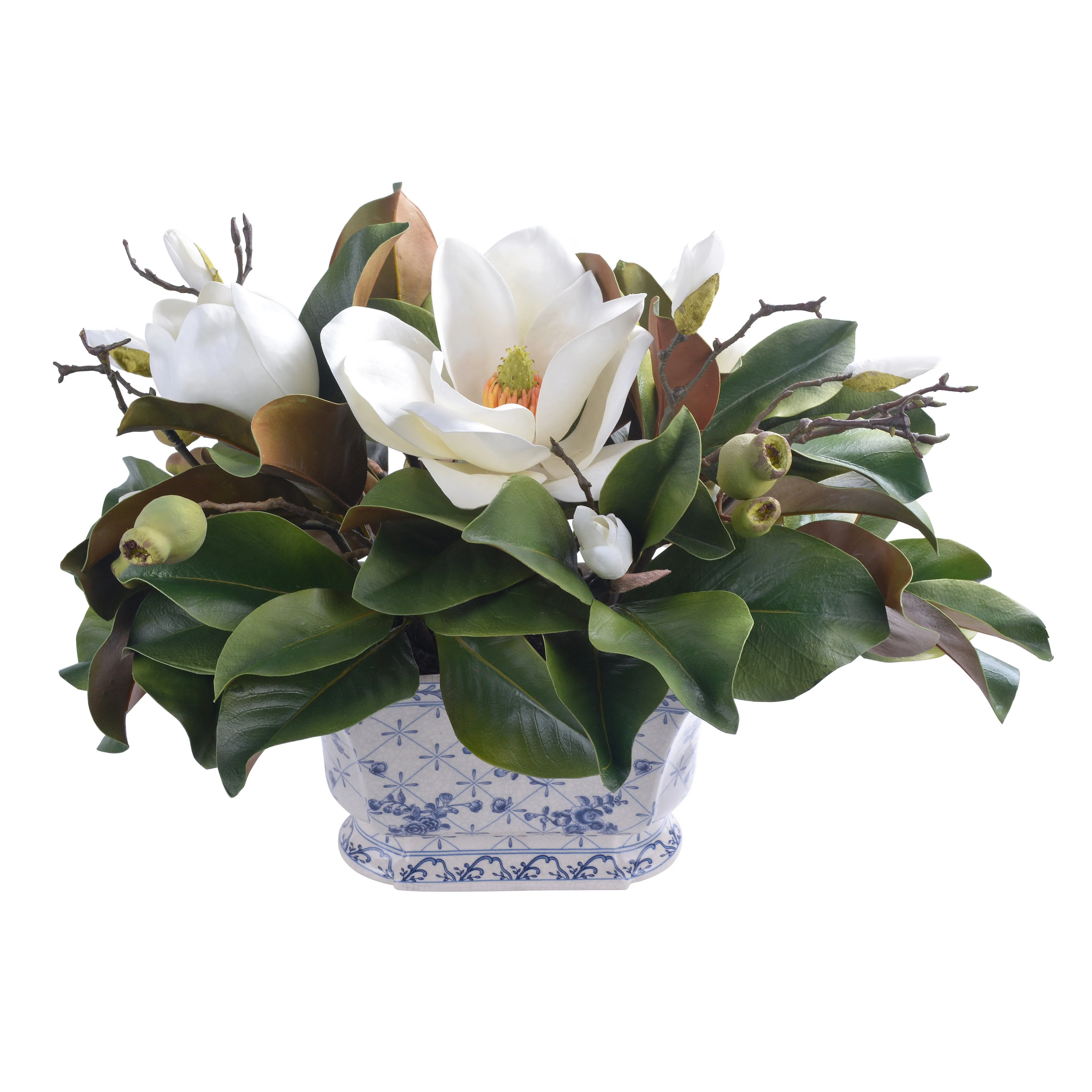 Magnolias in Ceramic Pot Artificial Flowers Spring Refresh