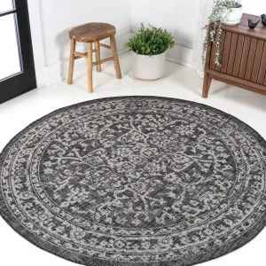 Malta Bohemian Medallion Textured Weave Indoor/Outdoor Round Area Rug Area Rugs holiday deals