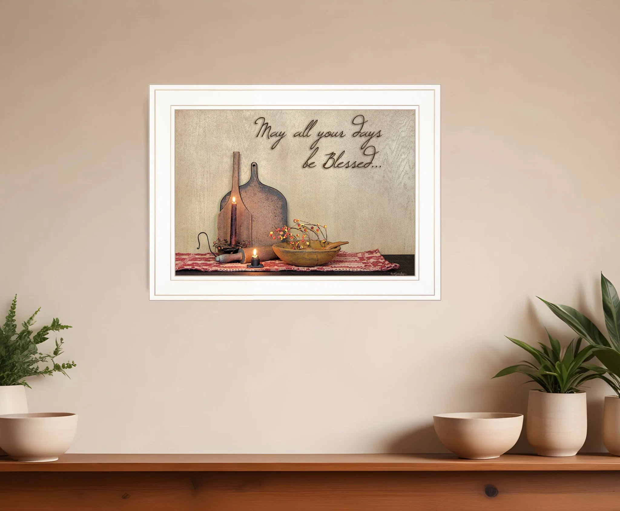 May All Your Days be Blessed Collection White Framed Print Wall Art Discount Wall Decor Sets