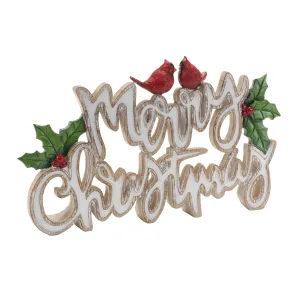Merry Christmas w/Cardinals Sign (Set of 2) 12"L x 7.25"H Resin Sale on Holiday Decorations