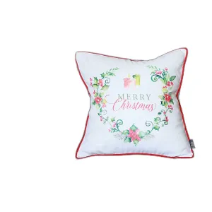 Merry Christmas Wreath Square Decorative Throw Pillow Cover Throw Pillows home accents sale