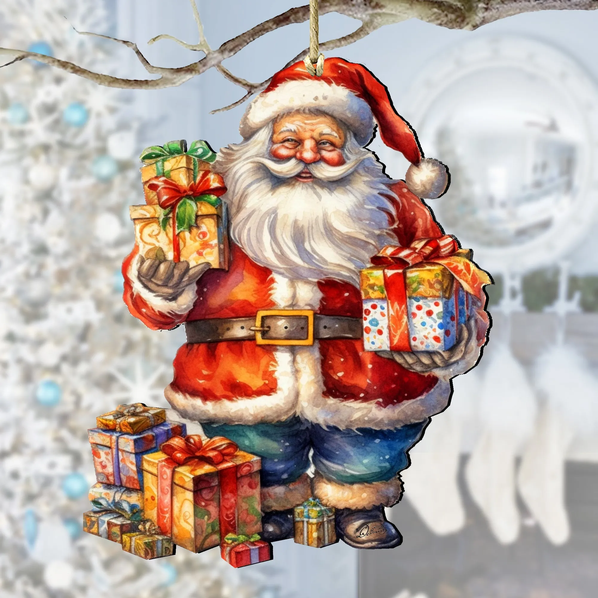 Merry Delivery Santa Wooden Ornaments by G. Debrekht Holiday Decor clearance sale