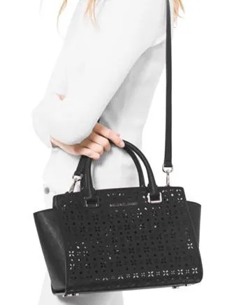 Michael Michael Kors Perforated Floral Medium Selma Satchel