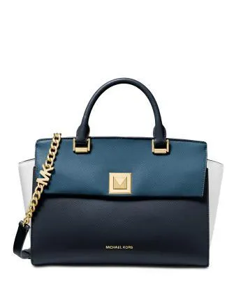 Michael Michael Kors Sylvia Tricolor Crossgrain Leather Top Zip Satchel