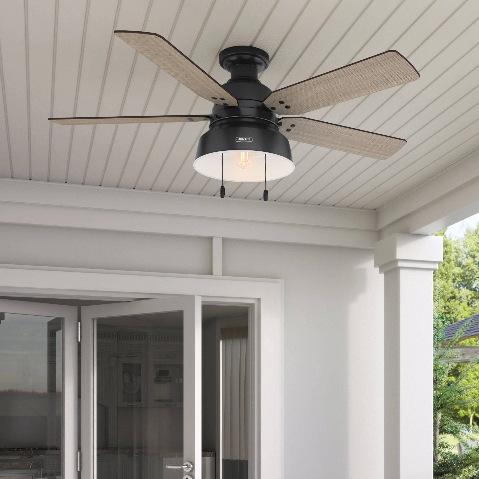 Mill Valley 52"Ceiling Fan Matte Black Huggers flush mount fans deals