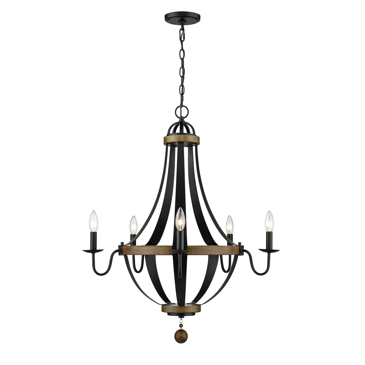Millennium Ellijay 2395-MB/WT Chandelier Light - Matte Black/Wood Tone Chandeliers Lighting premium