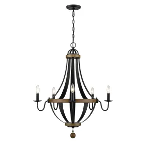 Millennium Ellijay 2395-MB/WT Chandelier Light - Matte Black/Wood Tone Chandeliers Lighting premium