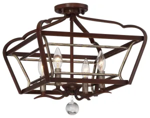 Minka Lavery Astrapia Four Light Semi Flush Mount in Dark Rubbed Sienna With Aged Silver Flush Mount Lights outlet