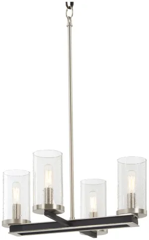 Minka Lavery Coles Crossing Four Light Pendant / Semi Flush in Coal with Brushed Nickell Flush Mount Lights outlet
