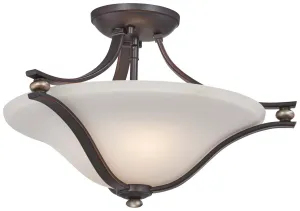 Minka Lavery Shadowglen Two Light Semi Flush Mount in Lathan Bronze with Gold Highlights Cheap Low Ceiling Lighting
