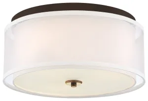 Minka Lavery Studio 5 Three Light Flush Mount in Painted Bronze with Natural Brushed Brass Clear Glass Flush Mount Lights outlet