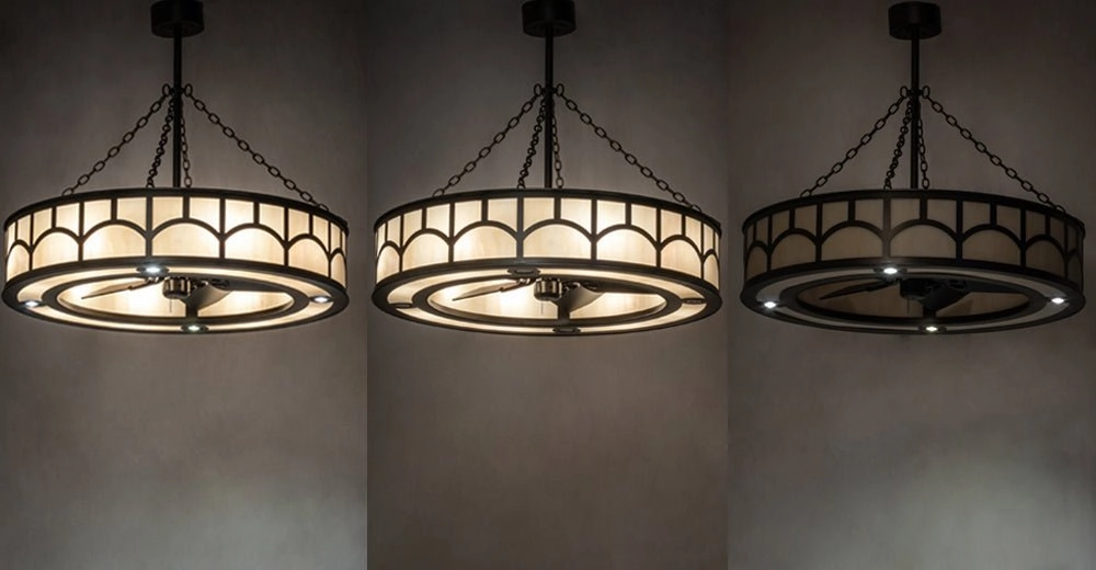 Mission 12 Light Chandel-Air Fandeliers at discount prices