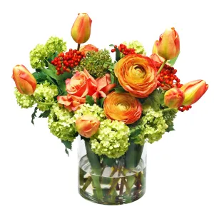 Mixed Tulip & Rose Arrangement Artificial Flowers Spring Refresh