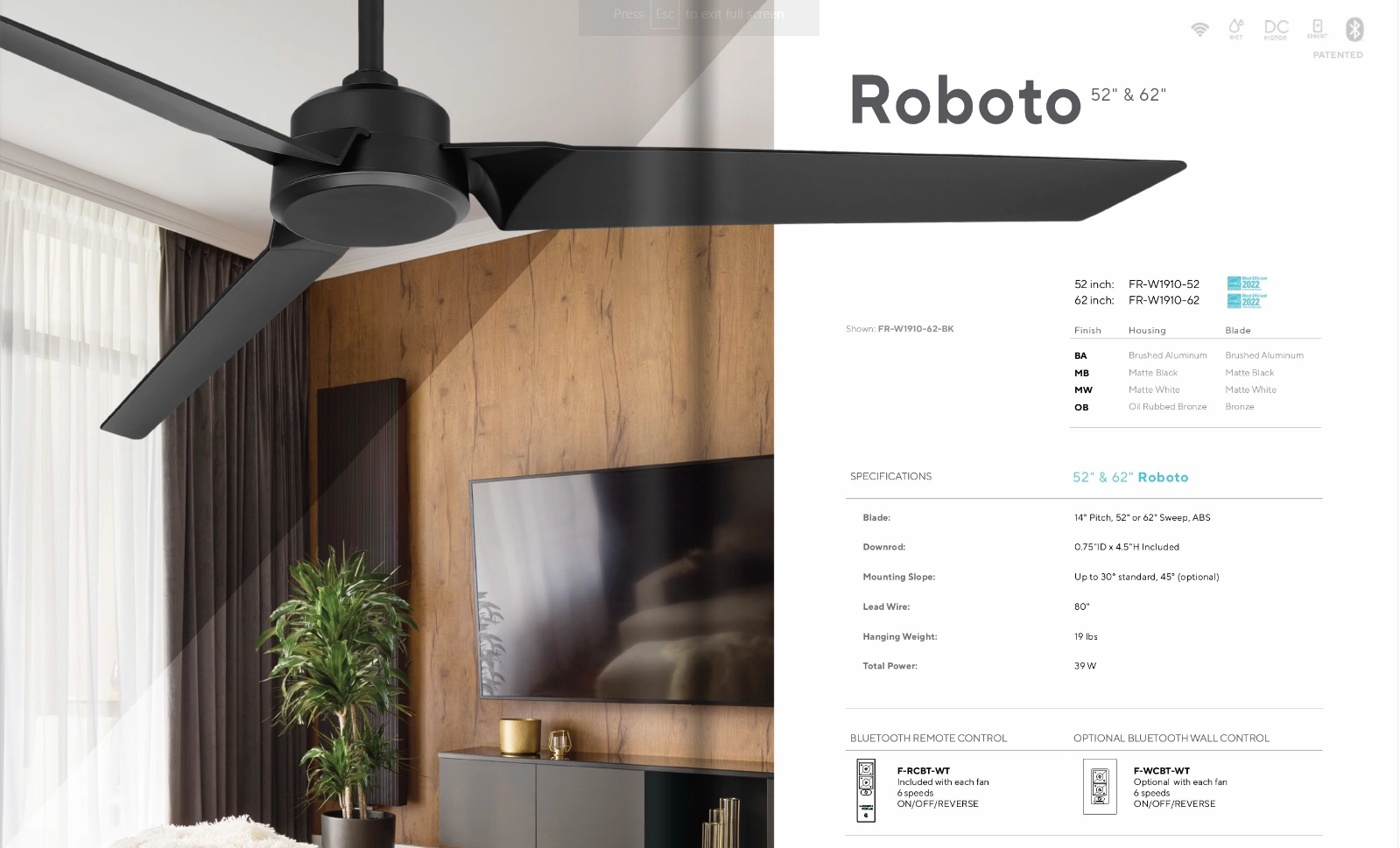 Mondern Forms Fans Roboto Smart Outdoor DC Ceiling Fan with Remote Control