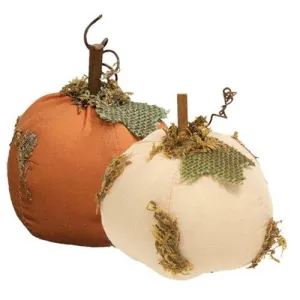 Mossy Stuffed Pumpkin 3.25" x 3.75" 2 Asstd. Festive Decor online outlet