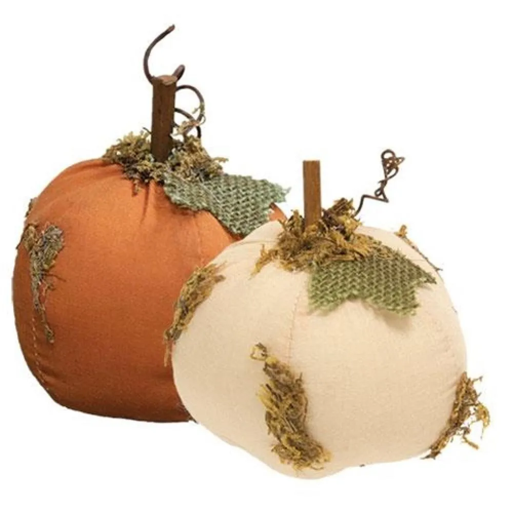 Mossy Stuffed Pumpkin 3.25" x 3.75" 2 Asstd. Festive Decor online outlet