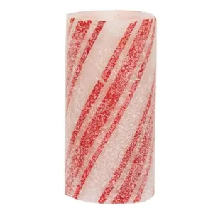 Multi-Stripe Candy Cane Timer Pillar 3" x 6" Budget Holiday Home Finds