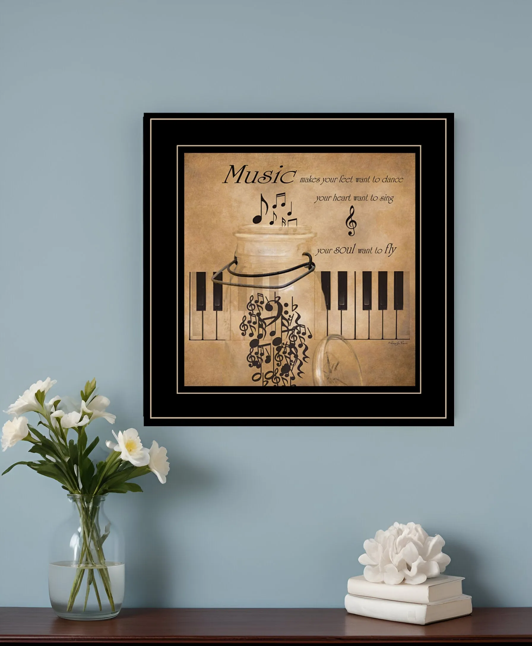 Music 2 Black Framed Print Wall Art Cheap Wall Mirrors & Decor