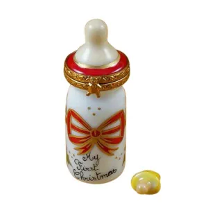 'My First Christmas' Baby Bottle with Pacifier Limoges Collectible Boxes Rare Find