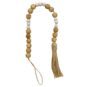 *Natural & White Wooden Bead Garland 19"L Unique Seasonal Decor store