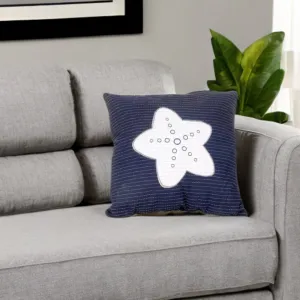 Nautical White Star Blue Square Accent Pillow Throw Pillows home accents sale