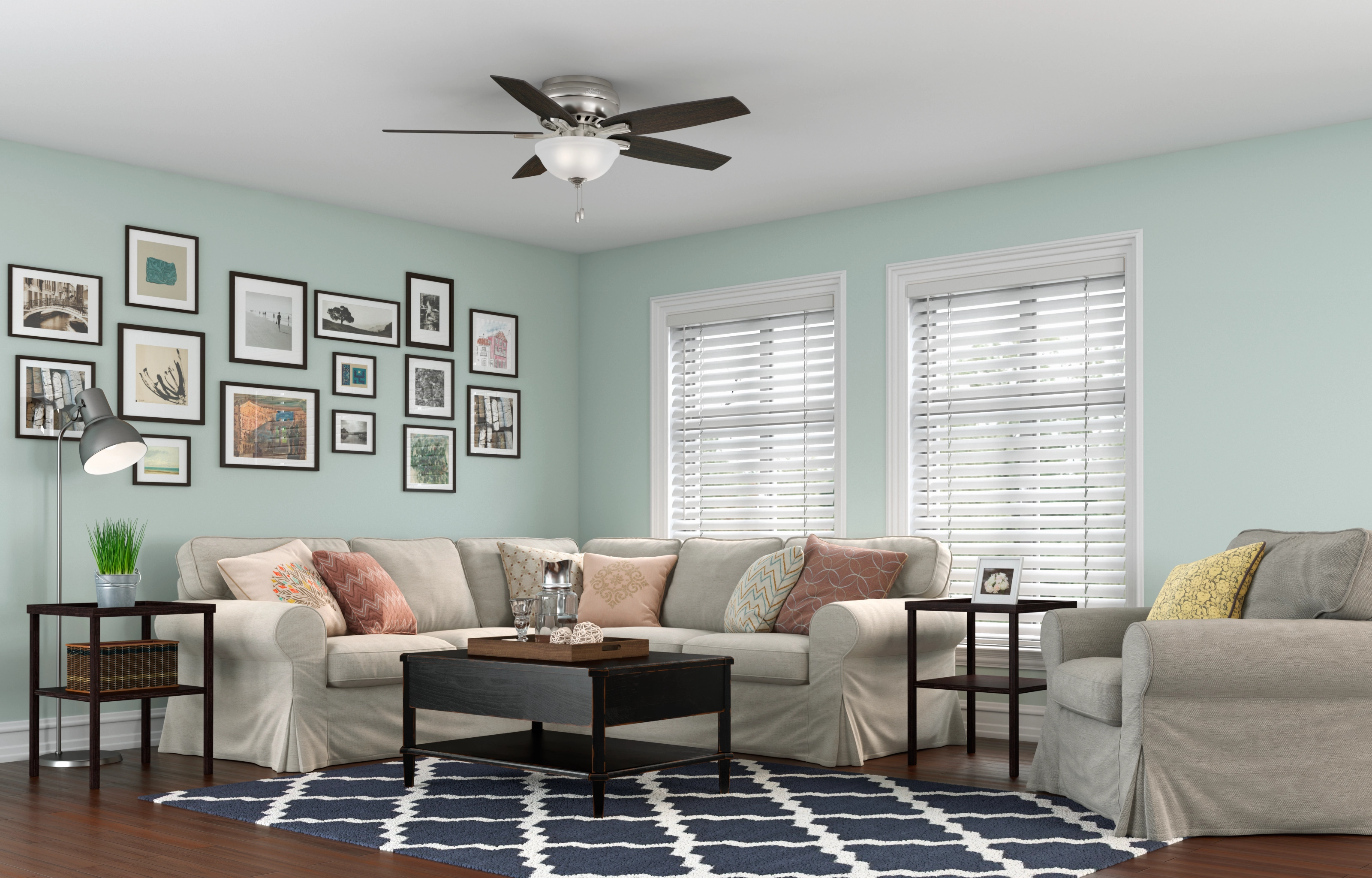 Newsome 52"Ceiling Fan Brushed Nickel Huggers Fans low price shop