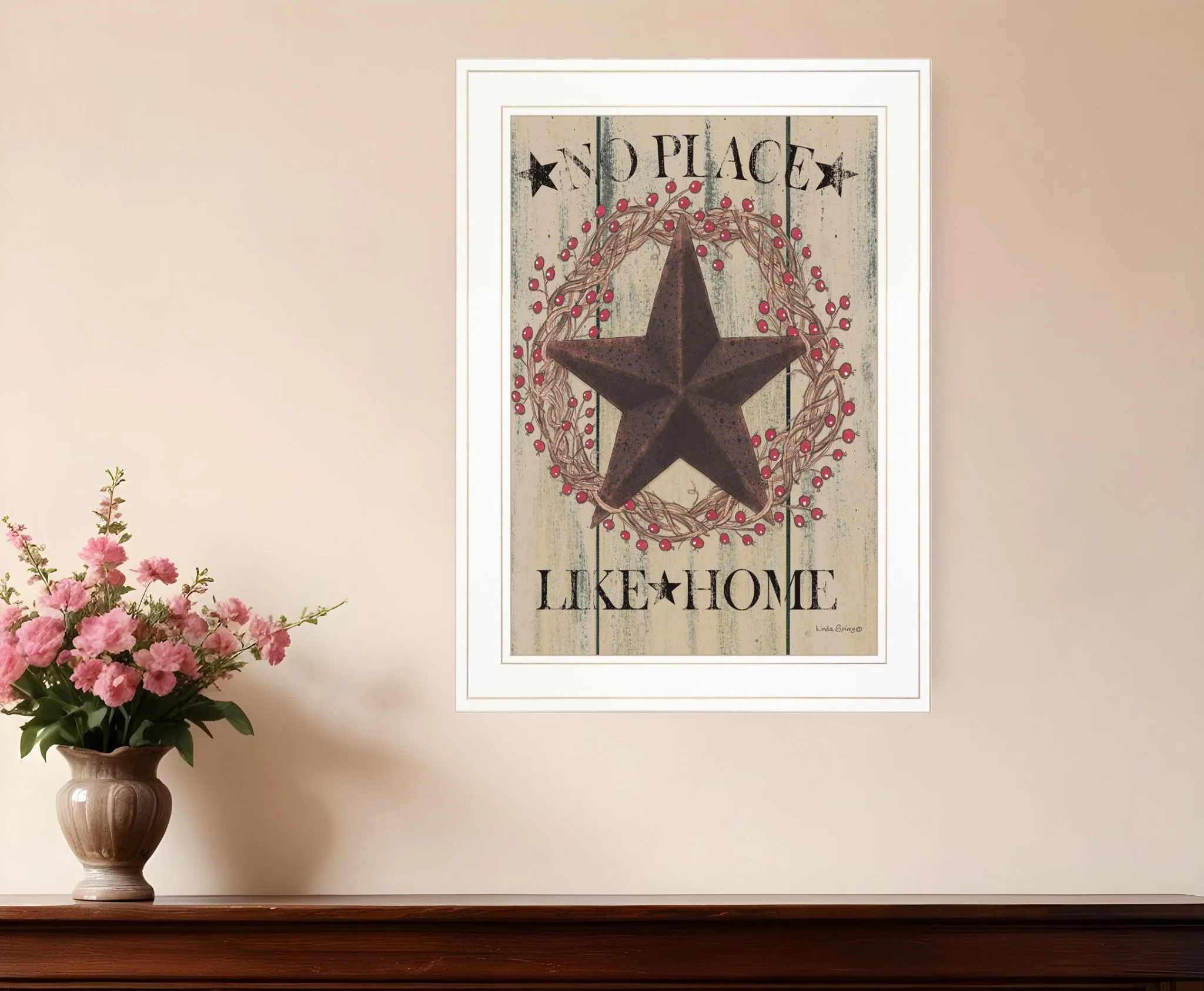 No Place Like Home Wreath 1 White Framed Print Wall Art Discount Wall Decor Sets