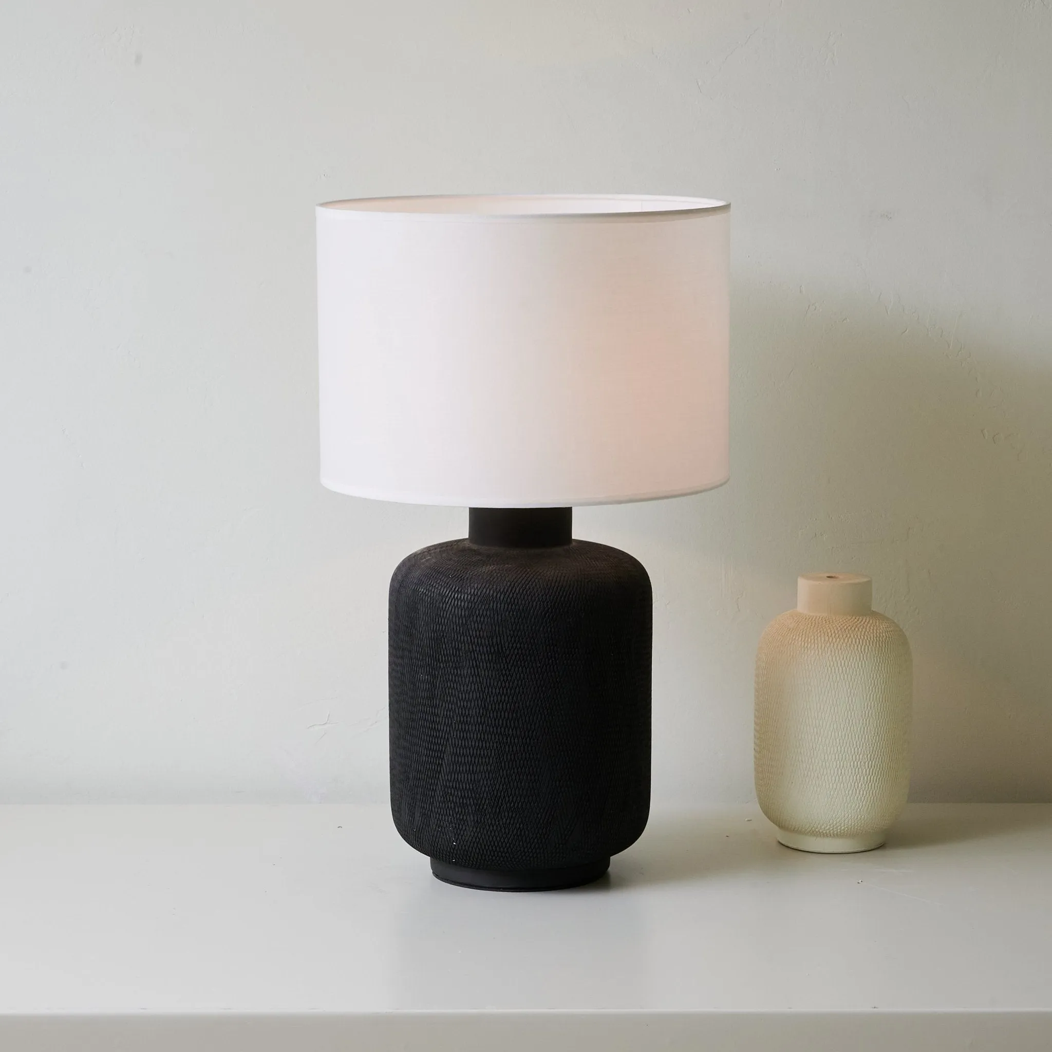 Nocturne Textured Black Table Lamp