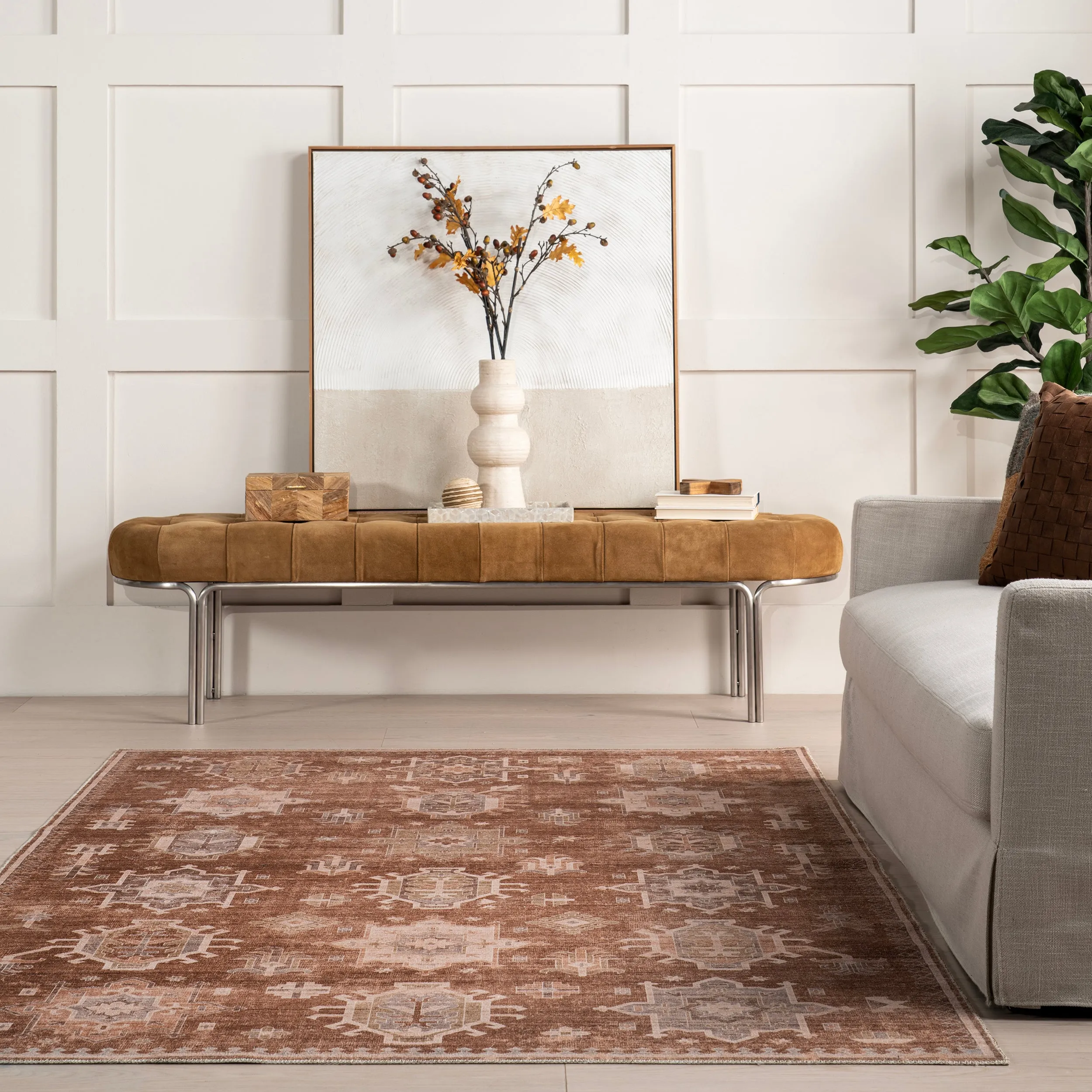 nuLOOM Avalon Multi Medallion Machine Washable Area Rug