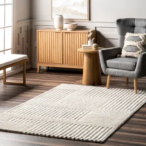 nuLOOM Dorene Contemporary High-Low Striped Wool Area Rug Area Rugs value picks