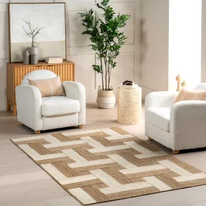 nuLOOM Florentina Geometric Links Jute Area Rug Area Rugs value picks