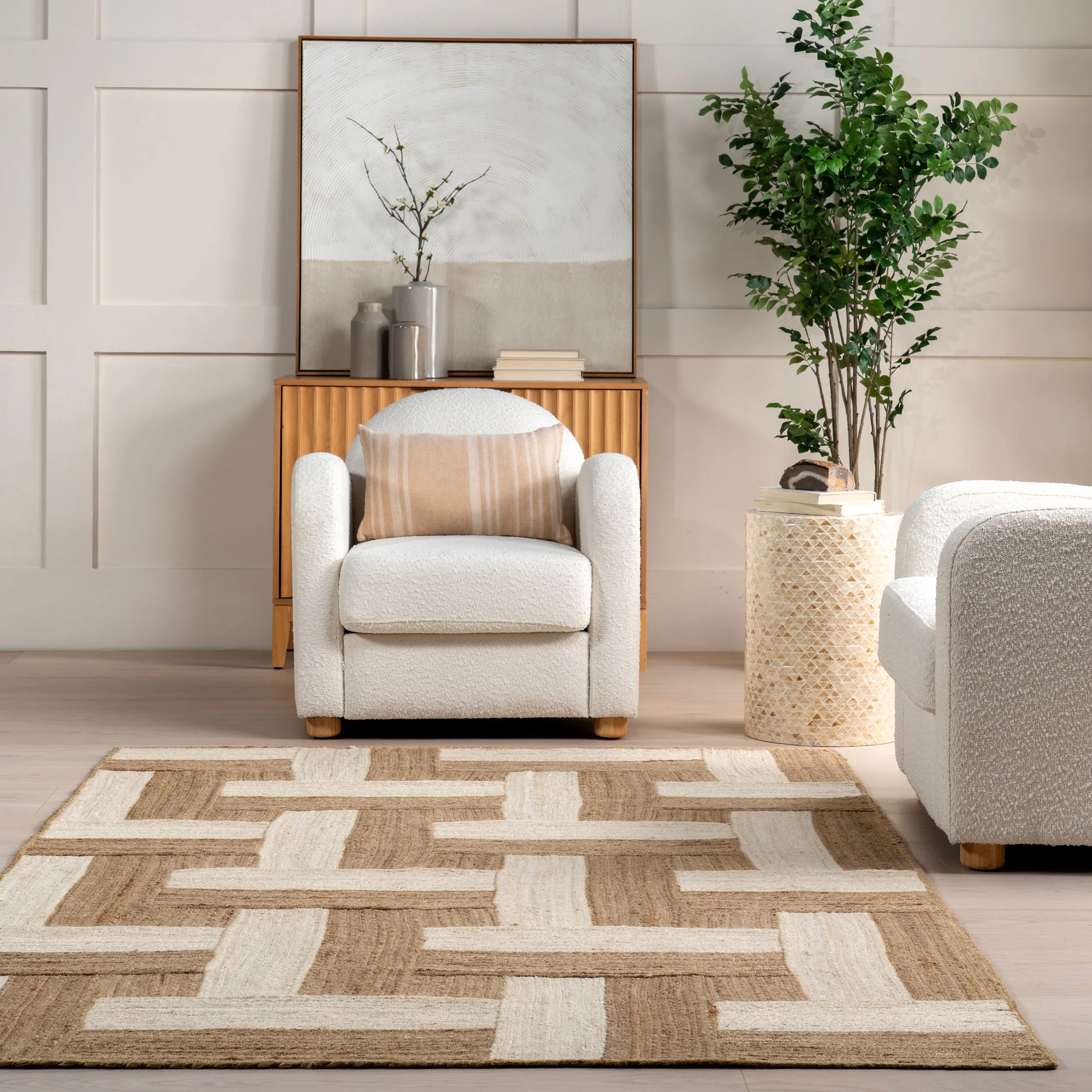 nuLOOM Florentina Geometric Links Jute Area Rug