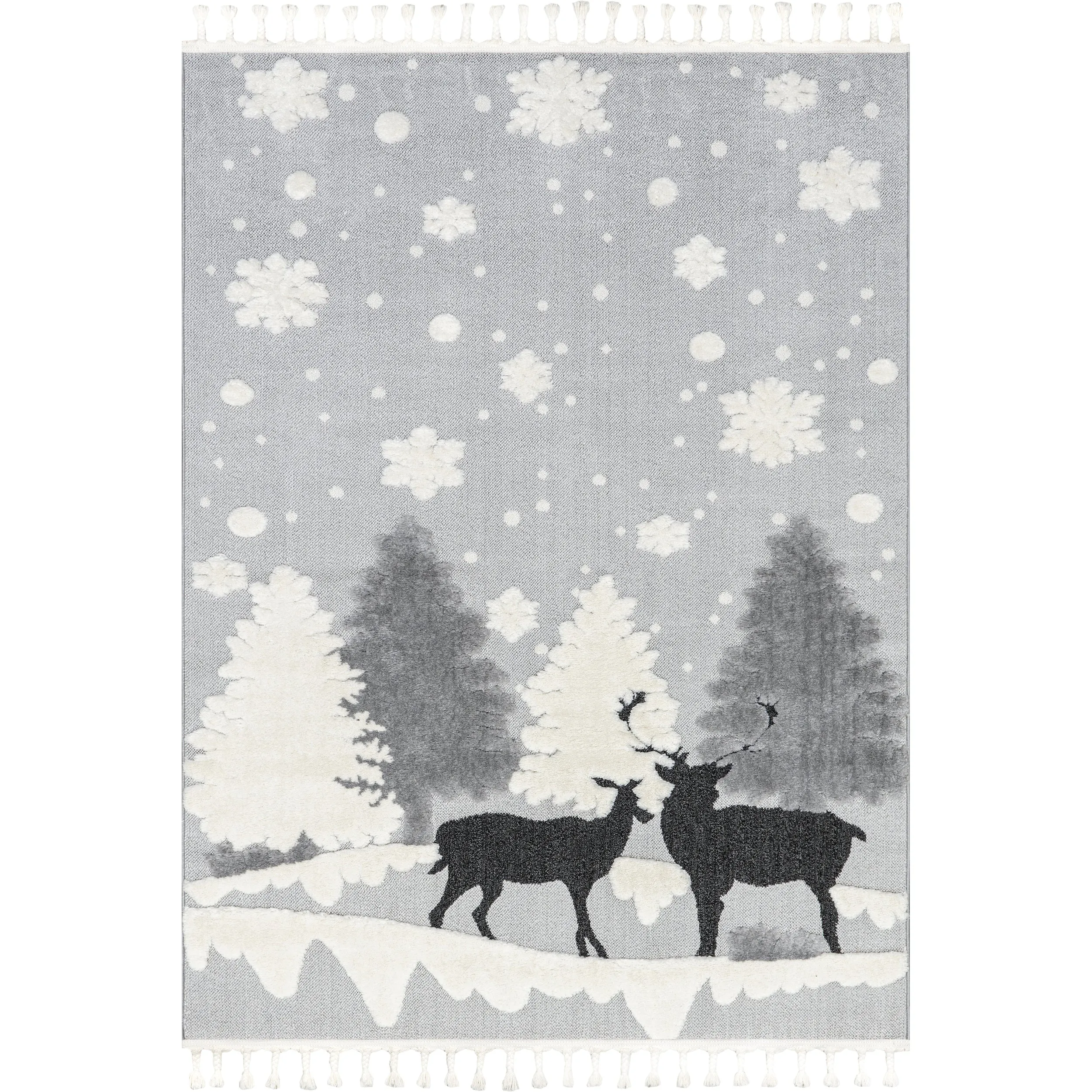 nuLOOM Jade Holiday Reindeer Tasseled Area Rug