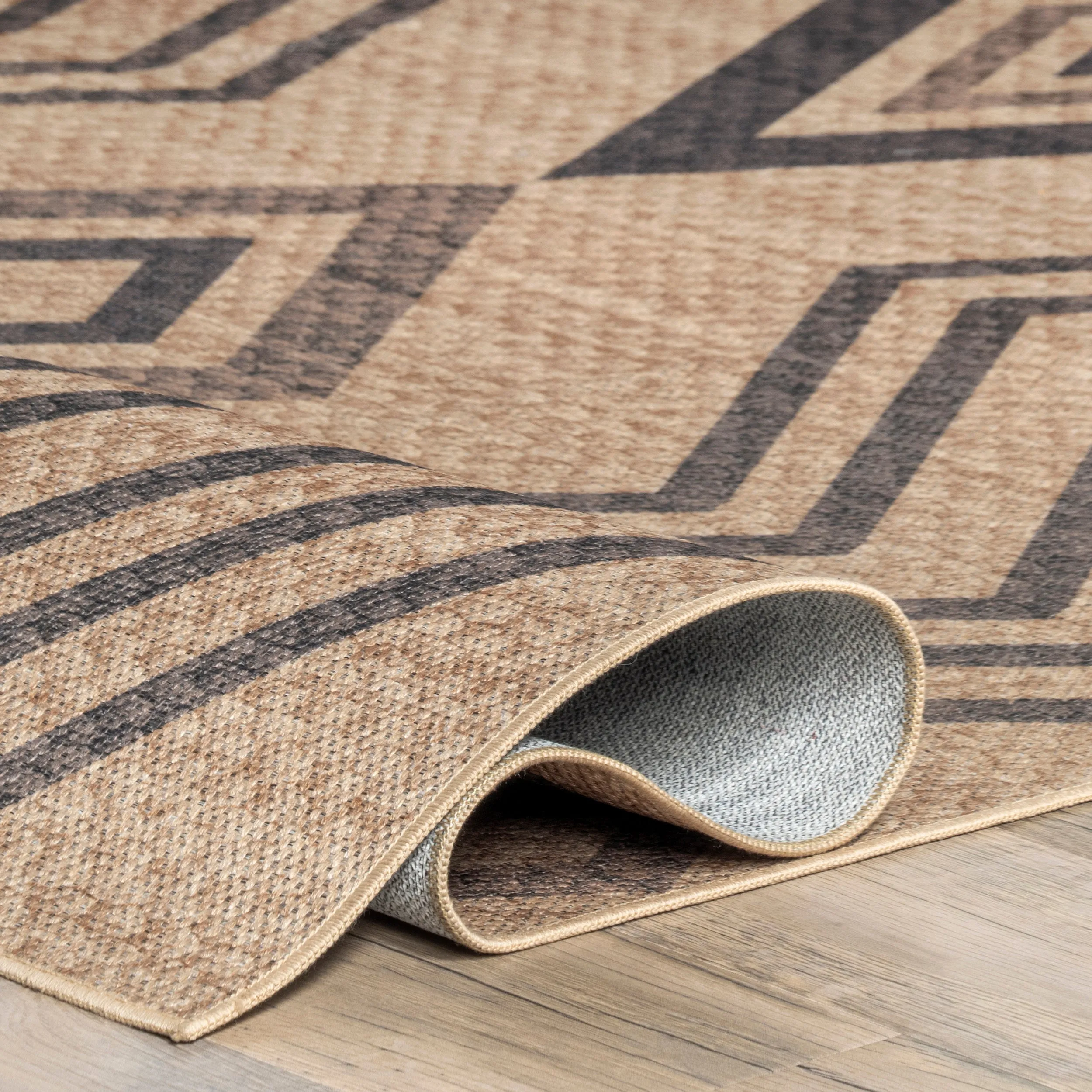 nuLOOM Kasie Geometric Stripes Easy-Jute Machine Washable Area Rug