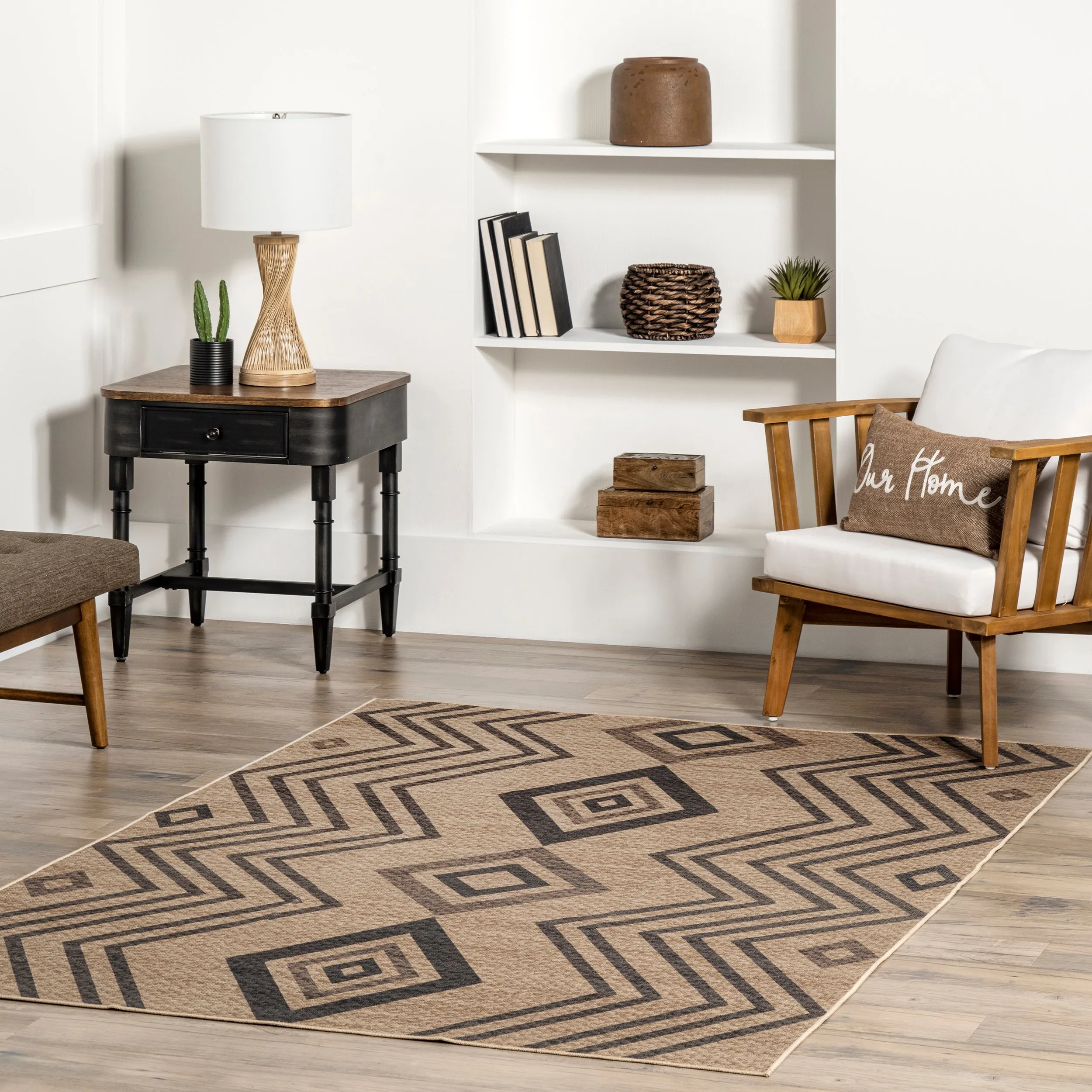 nuLOOM Kasie Geometric Stripes Easy-Jute Machine Washable Area Rug Area Rugs final clearance